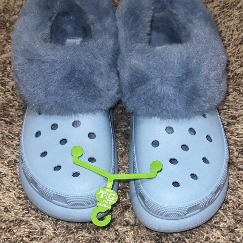 CROCS Fuzzy Blue Slippers